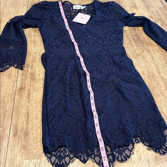 Hello Molly Navy Lace Long Sleeve Mini Dress Size 4 Small - Picture 14 of 14